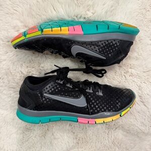 Nike TR Connect Black Women's Training Shoes with Teal, Pink & Yellow Accents